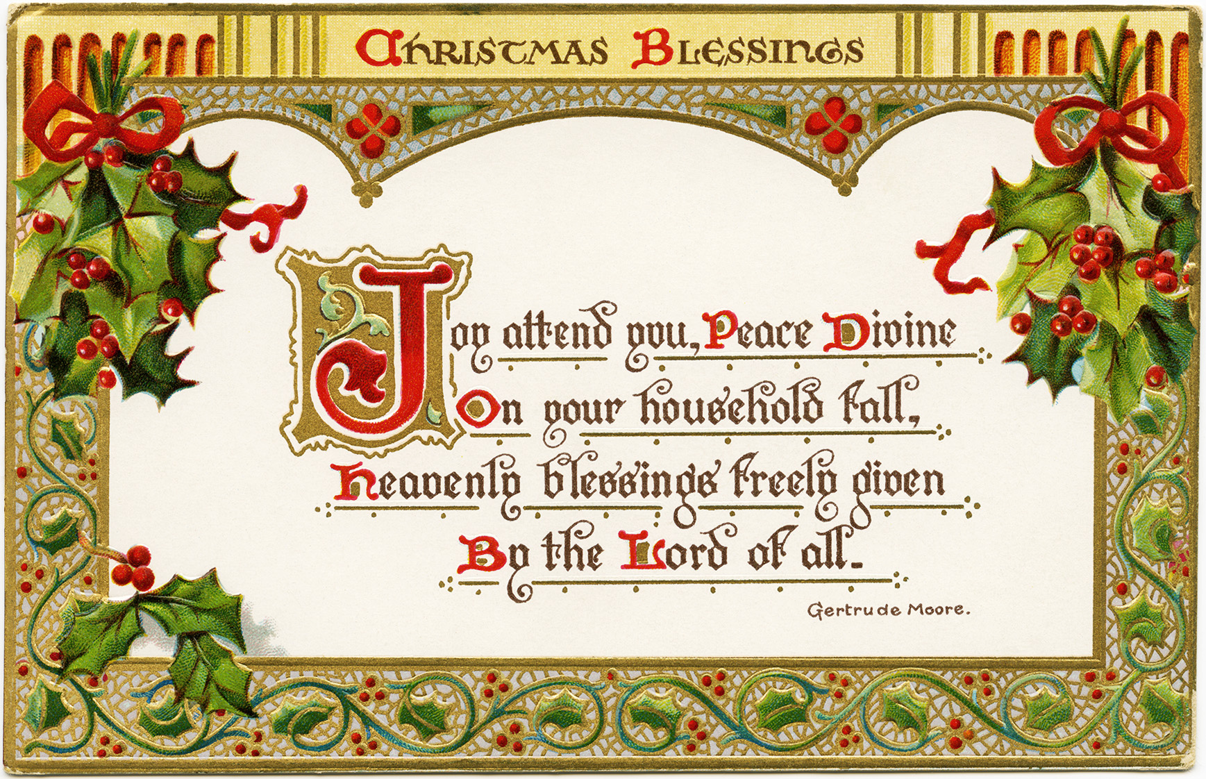 Christmas Blessings ~ Free Vintage Postcard Graphic - The Old with regard to Free Printable Christian Christmas Greeting Cards