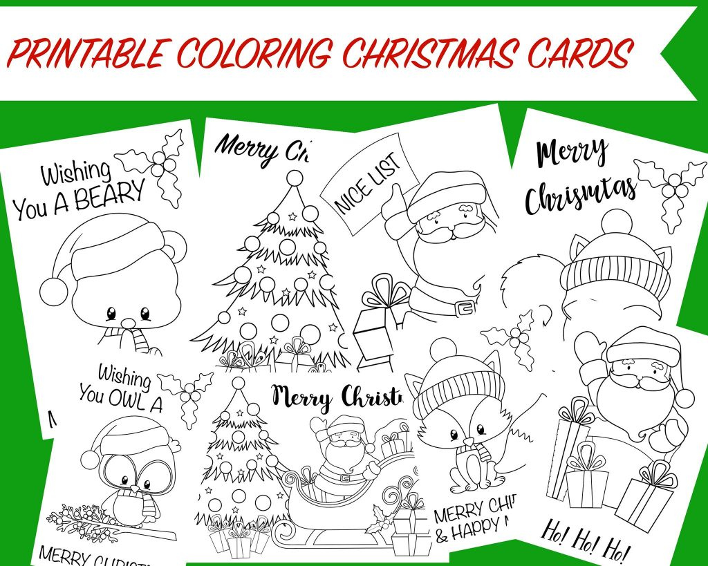 Christmas Coloring Cards - Free Printable Christmas Activity For Kids for Free Printable Christmas Cards to Color