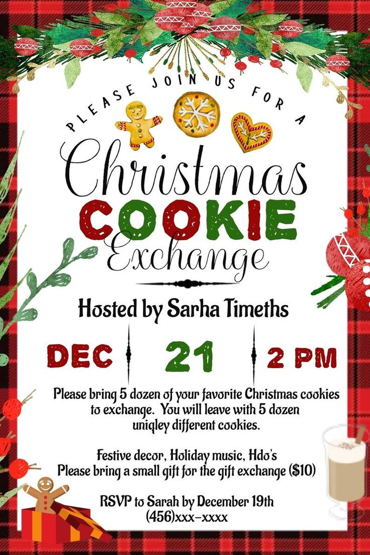 Christmas Cookie Exchange Invitation Template, Editable Dyi pertaining to Free Christmas Cookie Exchange Printable Invitation