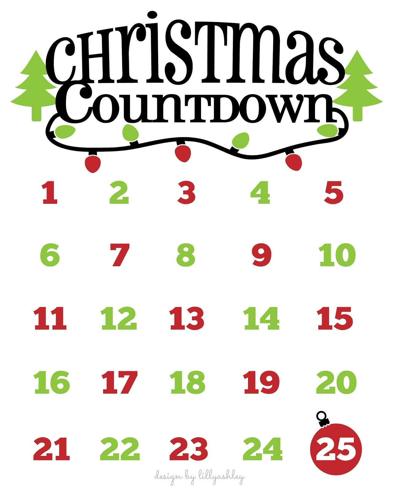 Christmas Countdown Free Printable with Christmas Countdown Free Printable