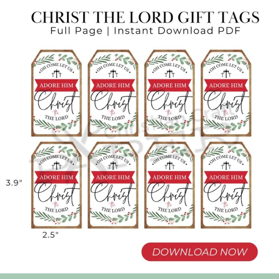 Christmas Gift Tags | Oh Come Let Us Adore Him | Digital Download inside Free Printable Christian Christmas Gift Tags