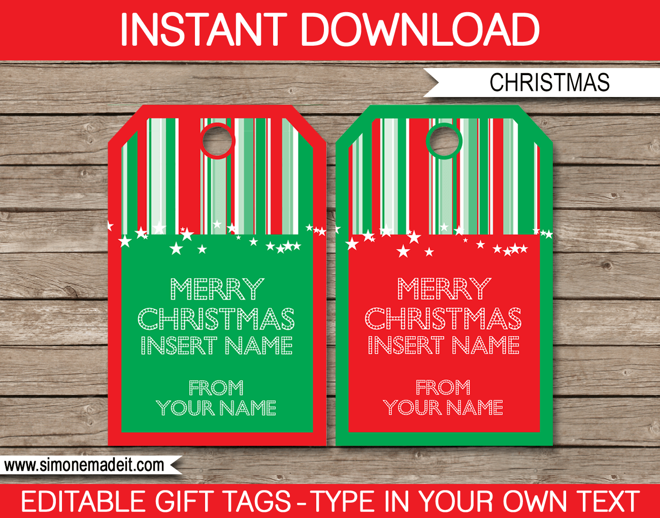 Christmas Gift Tags Template - Red &amp;amp; Green intended for Free Printable Editable Christmas Gift Tags