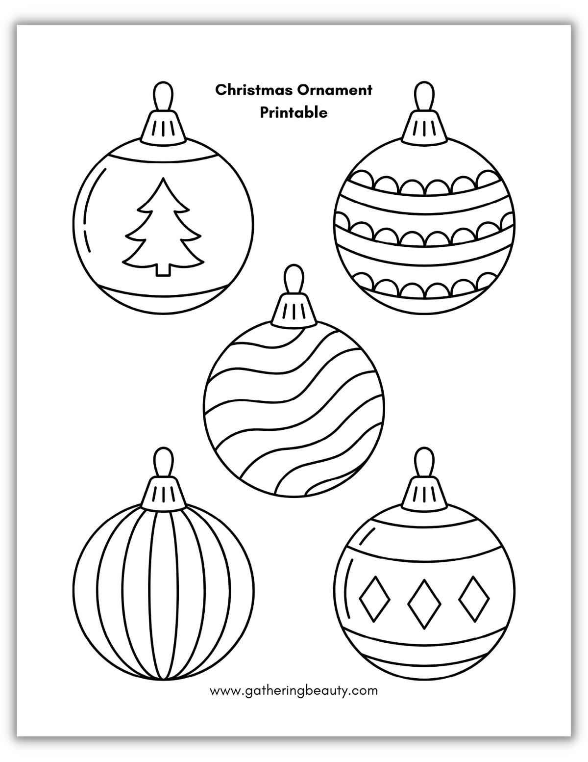 Christmas Ornament Printable — Gathering Beauty inside Free Printable Christmas Ornament Coloring Pages