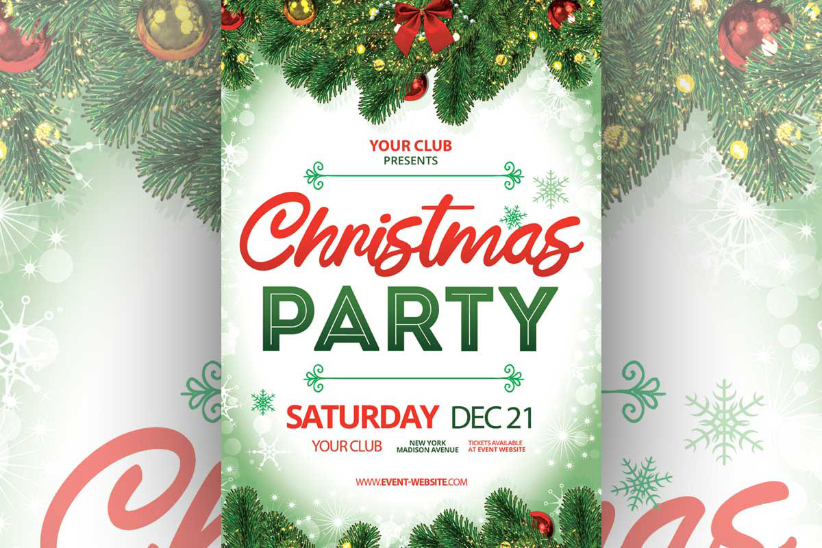 Christmas Party Flyer Template Free Download - Creativetacos for Free Printable Christmas Party Flyer Templates