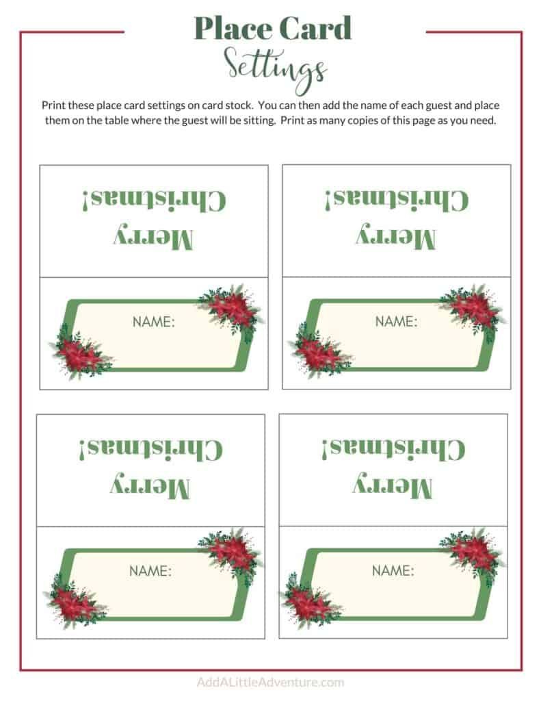 Christmas Place Cards Printables - Diy Templates | Christmas Place for Free Printable Christmas Table Place Cards Template