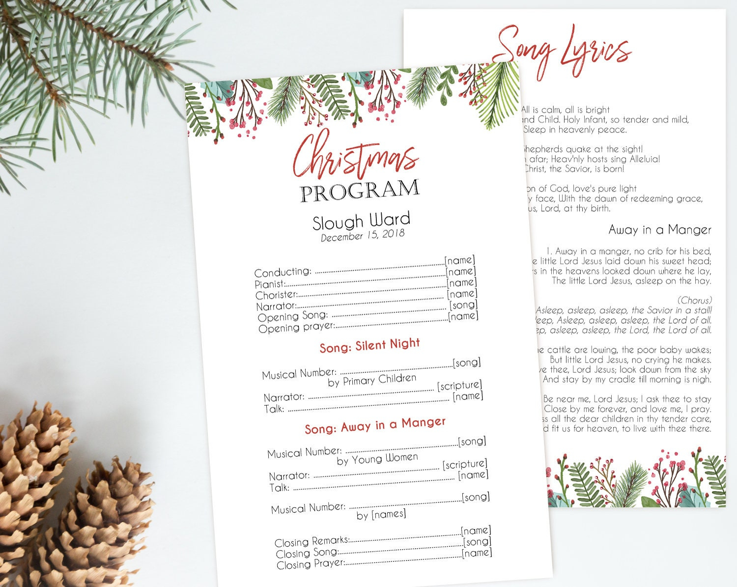 Christmas Program, Editable Pdf, Editable Template, Editable Text regarding Free Printable Christmas Programs