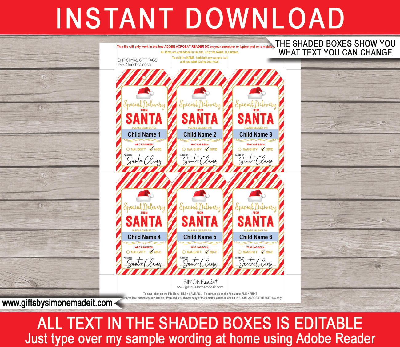 Christmas Santa Gift Tags - Red &amp;amp; Gold inside Free Printable Santa Gift Tags