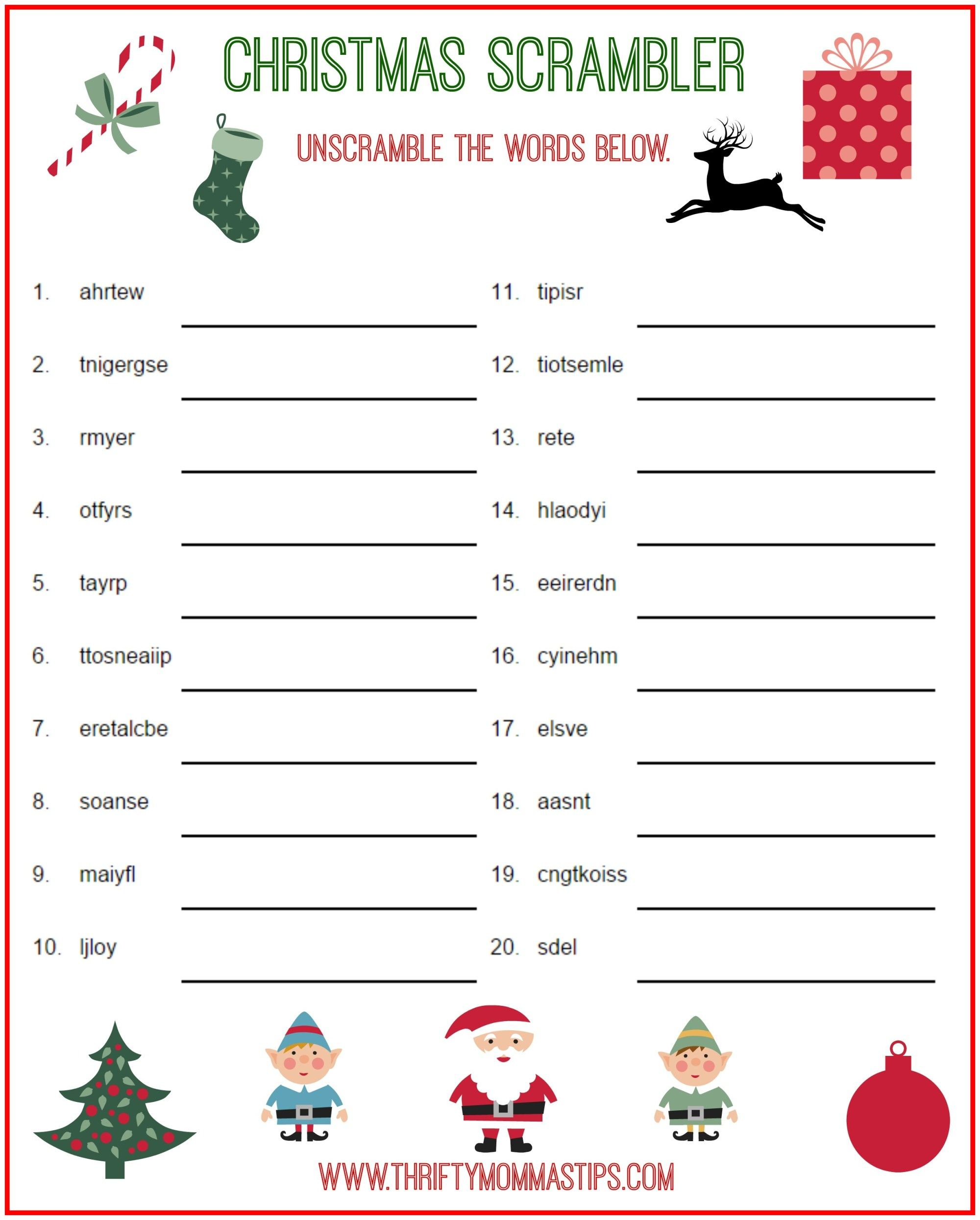 Christmas Scrambler Free Printable Puzzle For Kids pertaining to Free Printable Christmas Puzzle Games