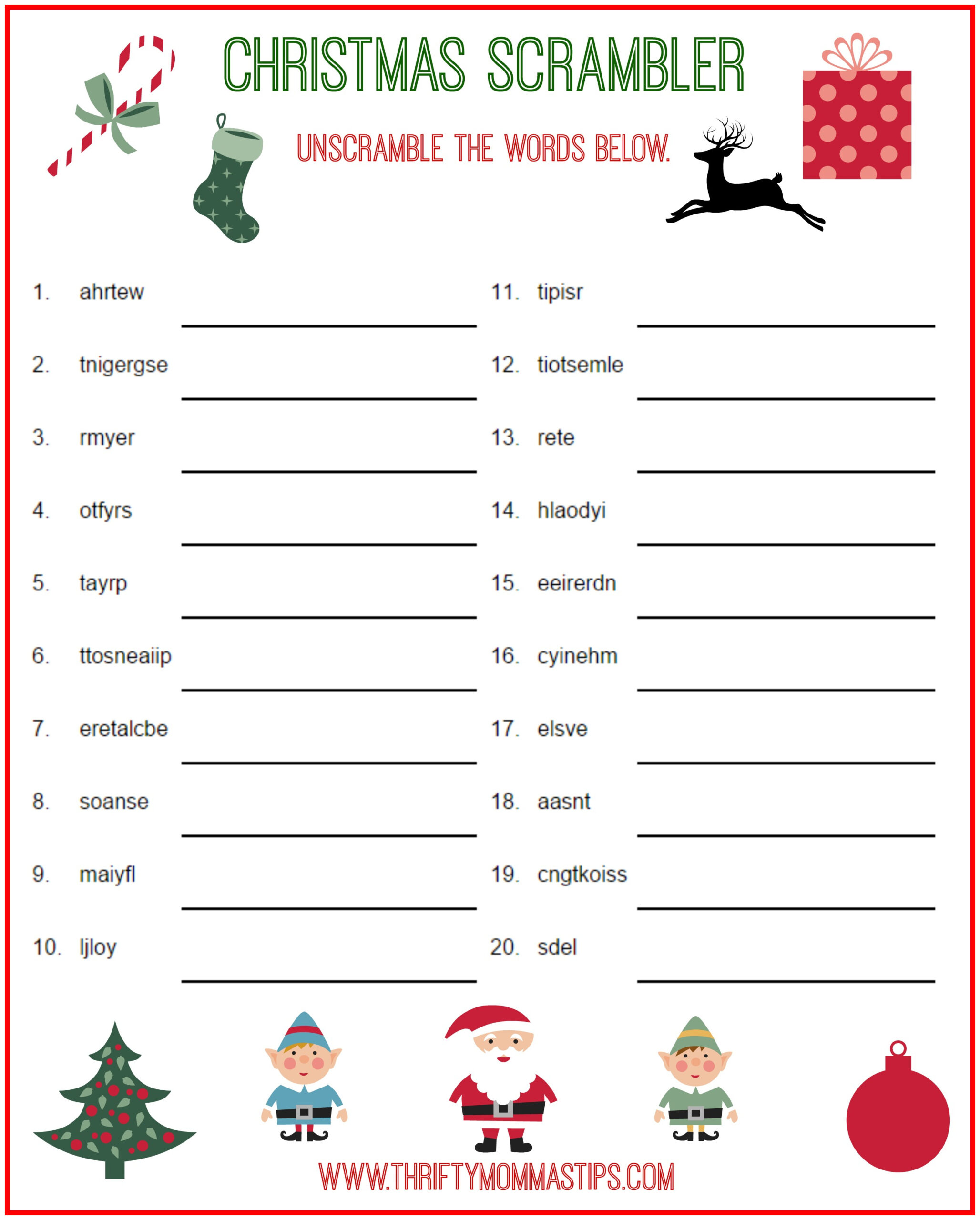 Christmas Scrambler Free Word Game Puzzle - Thrifty Mommas Tips in Free Printable Christmas Puzzles