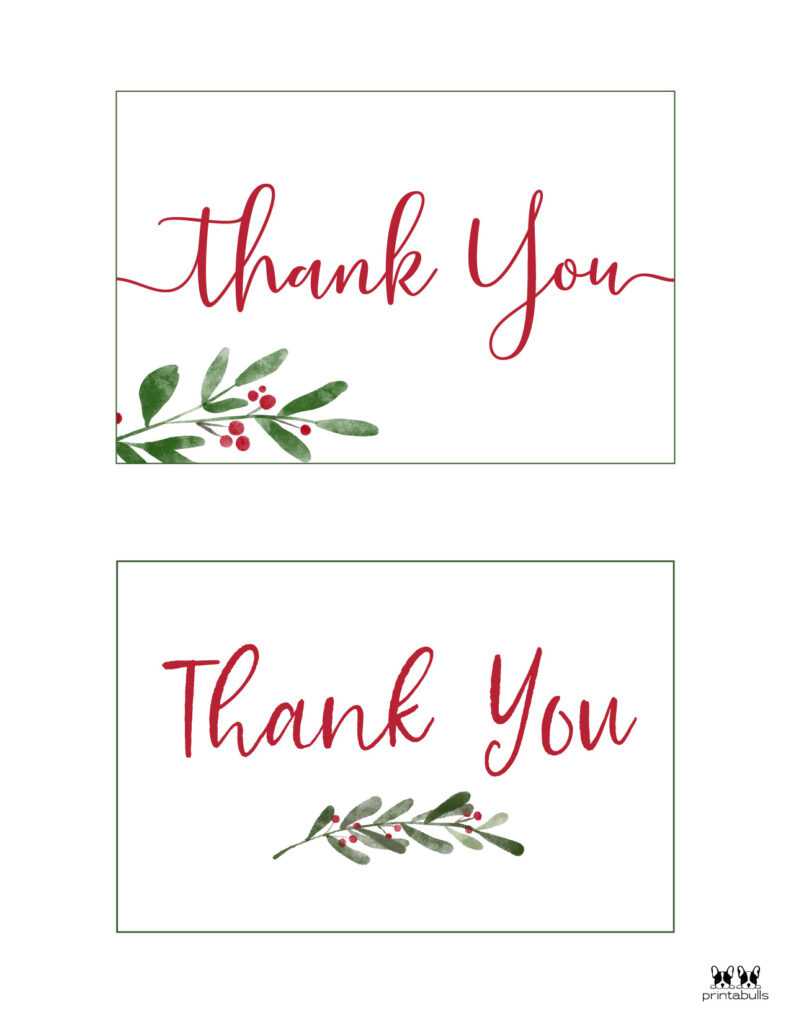 Christmas Thank You Cards - 25 Free Printable Cards | Printabulls intended for Free Printable Christmas Thank You Cards