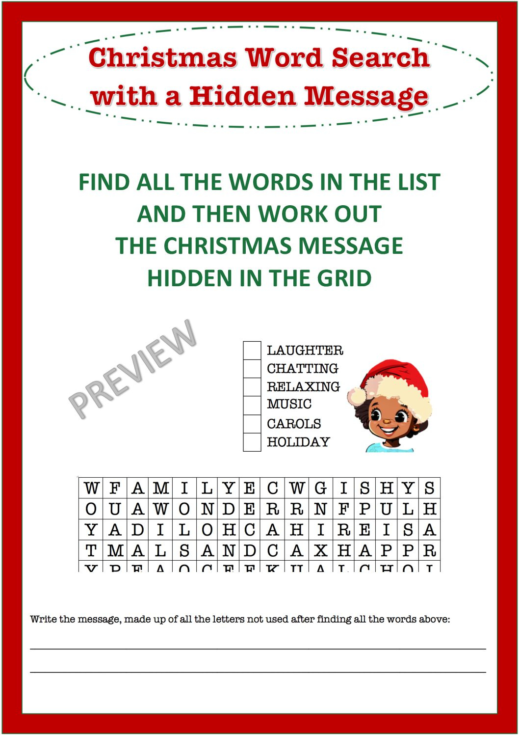 Christmas Word Search With Hidden Message • Teacha! throughout Free Word Search With Hidden Message Printable