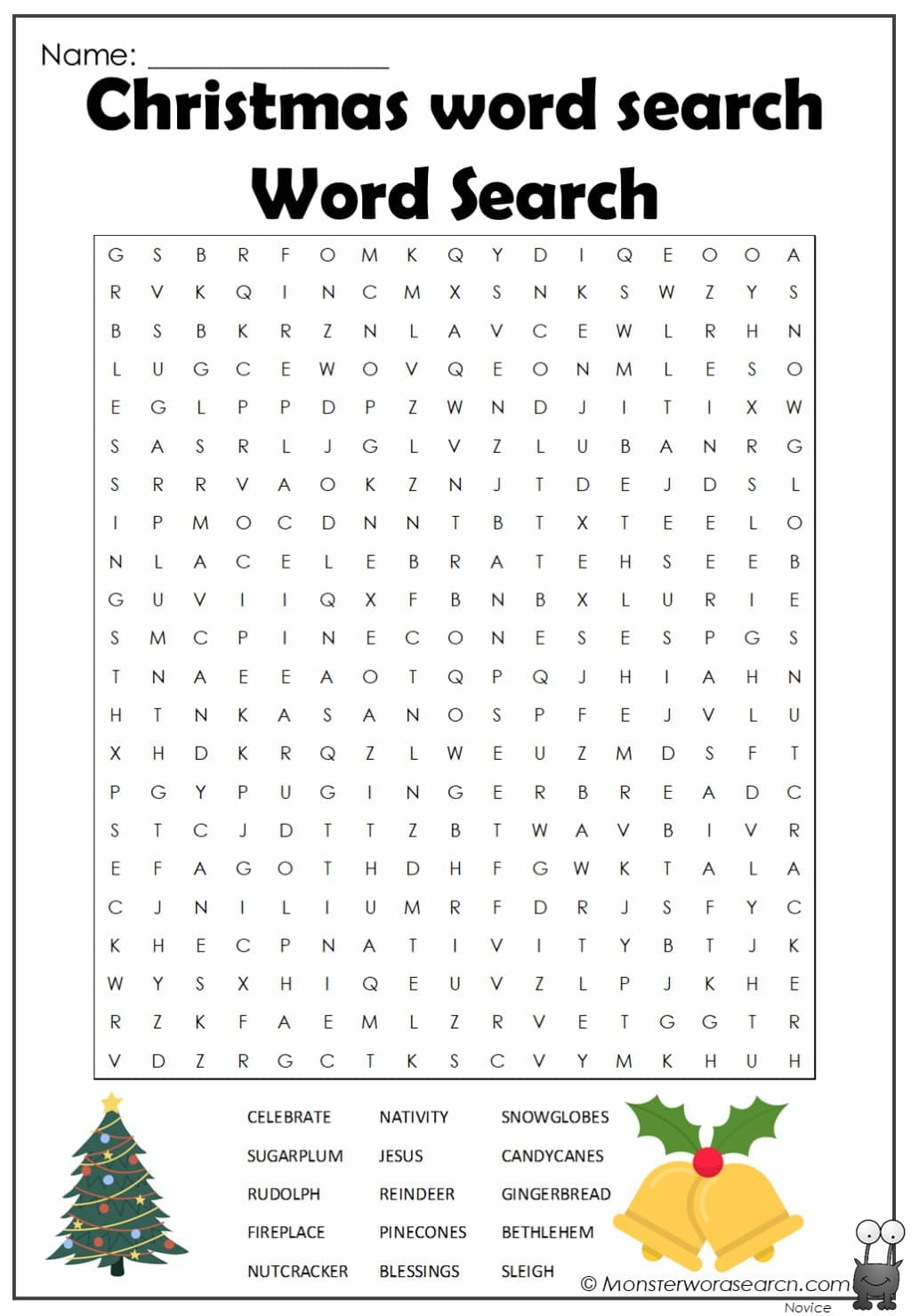 Christmas Word Search Word Search - Monster Word Search with Free Printable Christmas Word Search