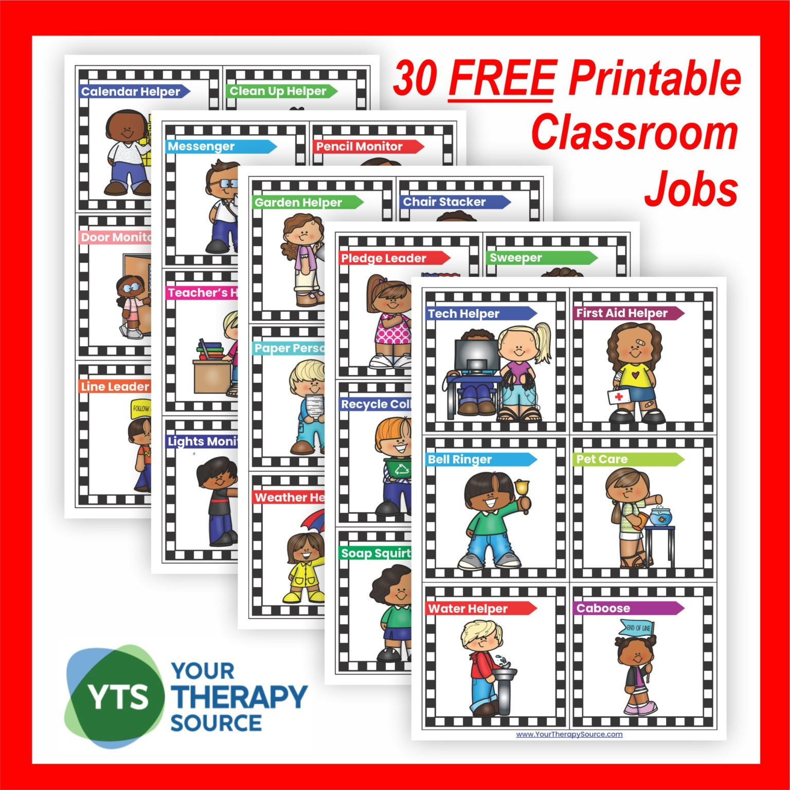 Classroom Job Ideas - Your Therapy Source pertaining to Free Printable Classroom Helper Signs