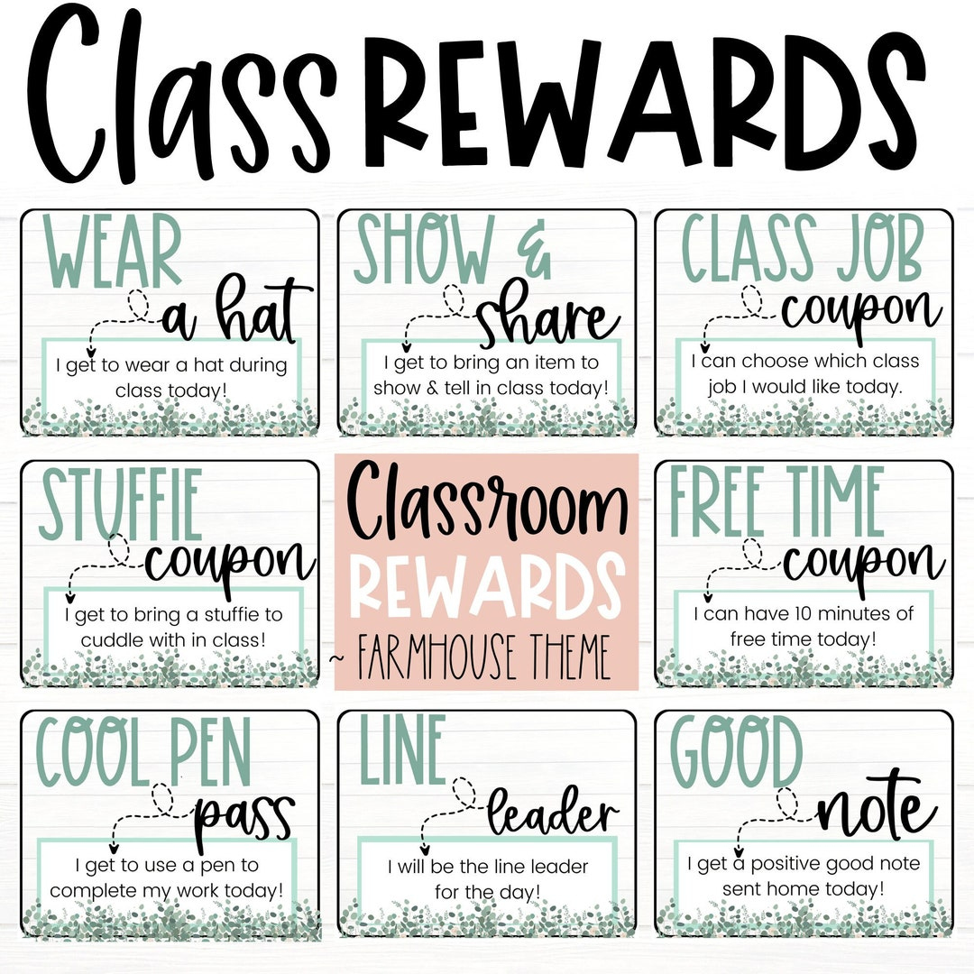 Classroom Management Classroom Reward Coupons Farmhouse Theme Student Reward Cards Student Coupons Positive Good Behavior - Etsy with regard to Free Printable Coupons For School Supplies At Walmart