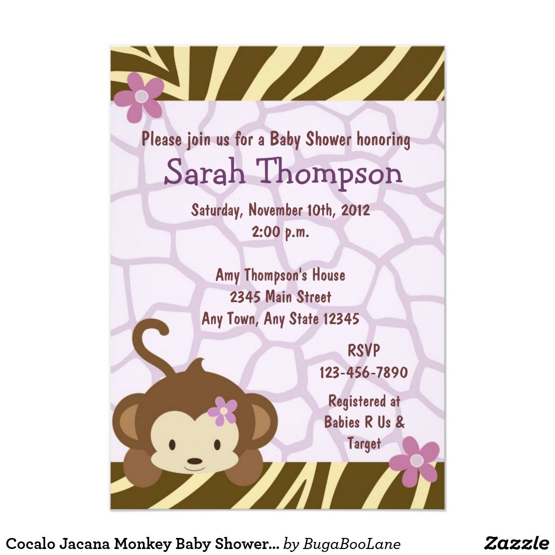Cocalo Jacana Monkey Baby Shower Invitations | Zazzle | Monkey pertaining to Free Printable Monkey Girl Baby Shower Invitations