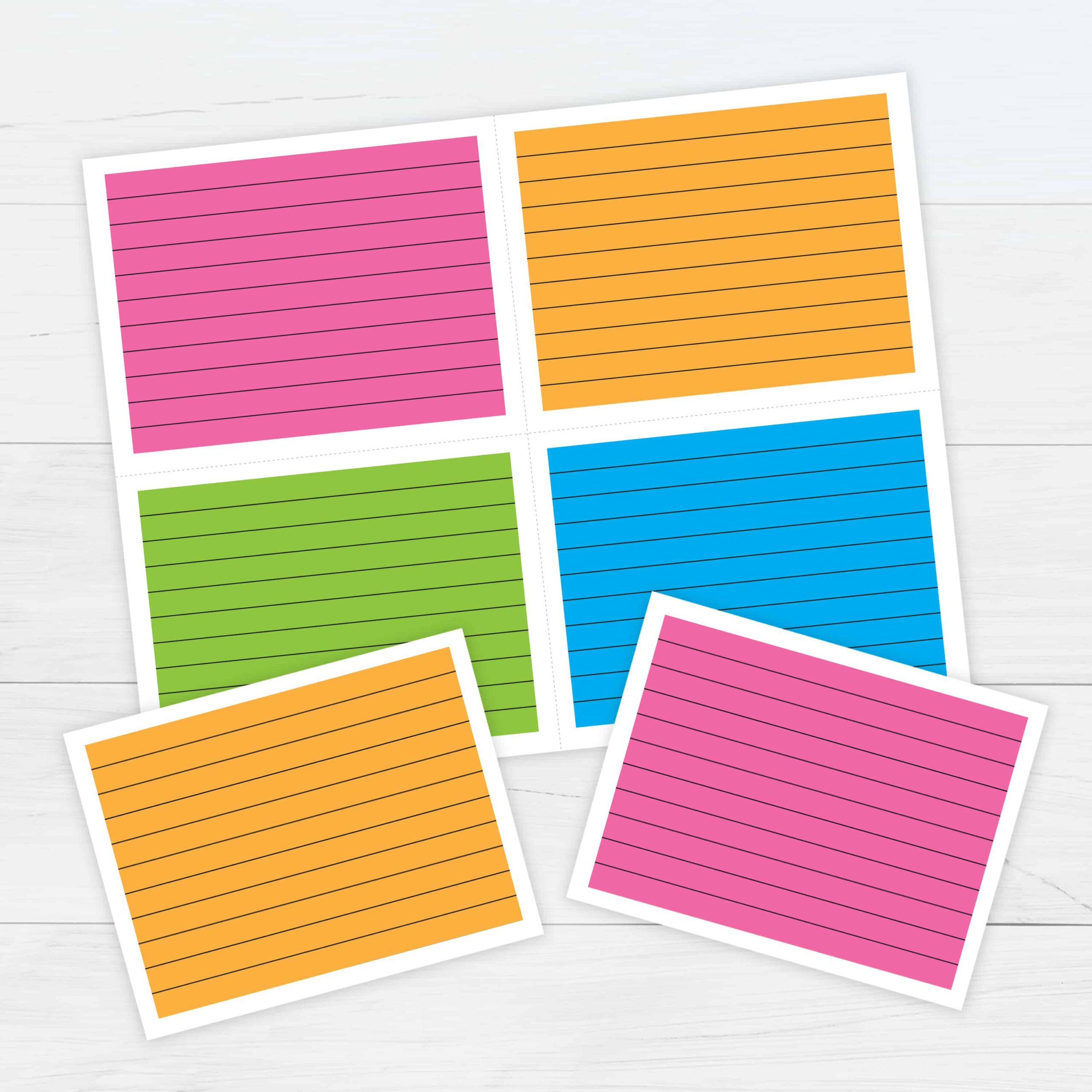 Color Ruled Index Cards Template - Free Printable Download with Free Printable Index Cards