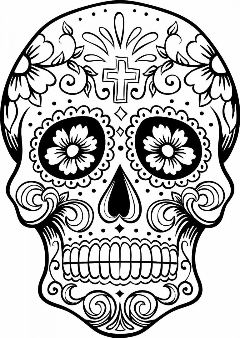 Colorful Day Of The Dead Coloring Pages For Kids pertaining to Free Printable Day of the Dead Coloring Pages