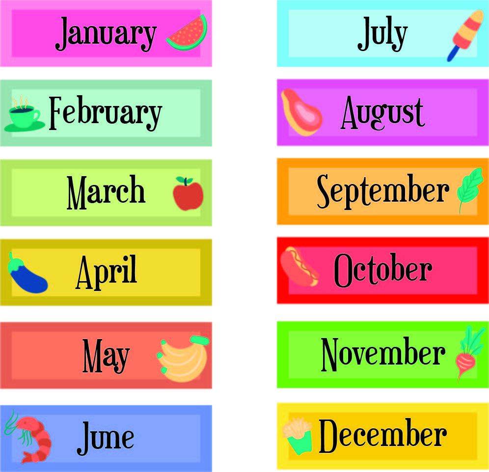 Colorful Printable Calendar Month Labels with regard to Free Printable Months of the Year Labels