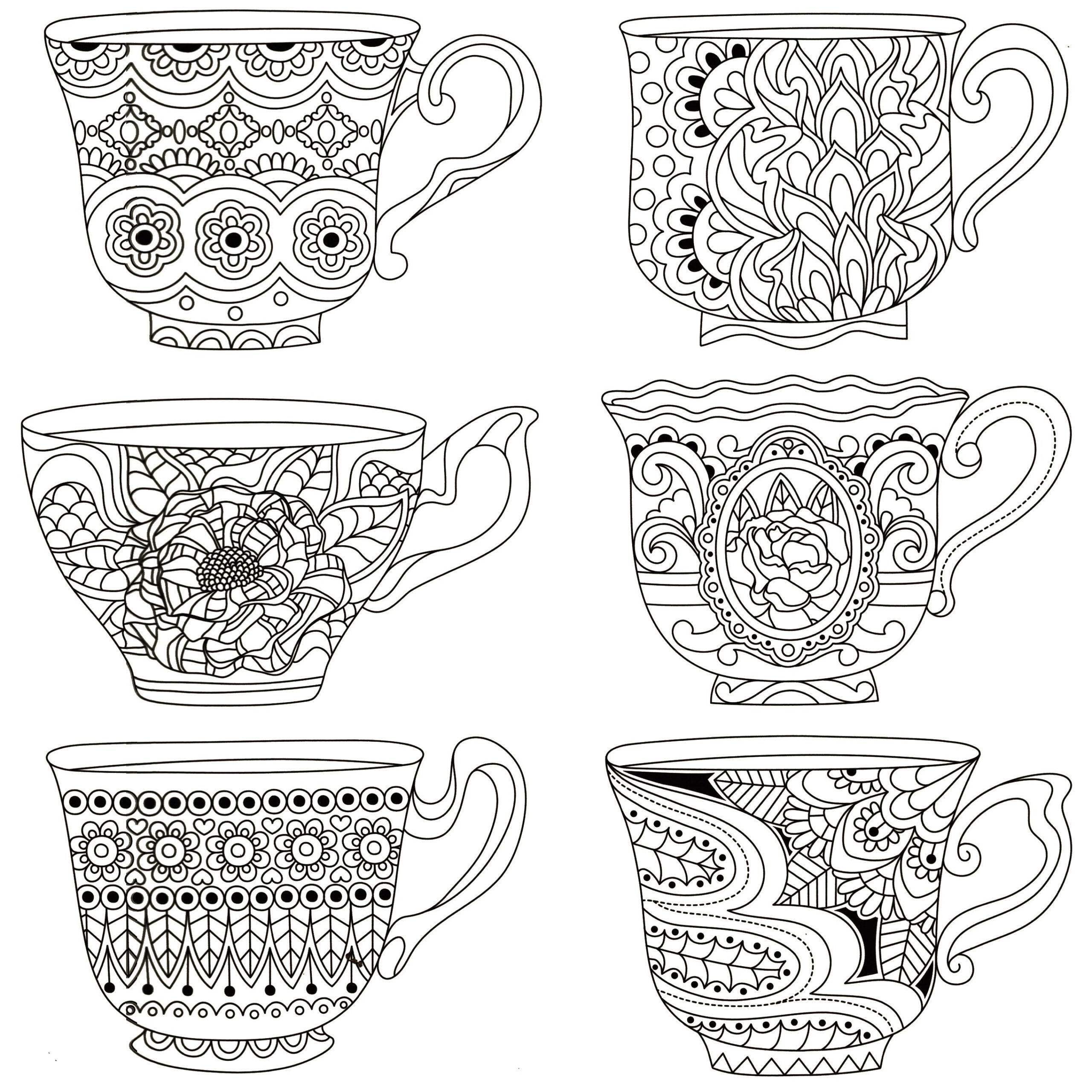 Coloring Pages, Tea Cups, Adult Coloring Pages in Free Printable Tea Cup Coloring Pages