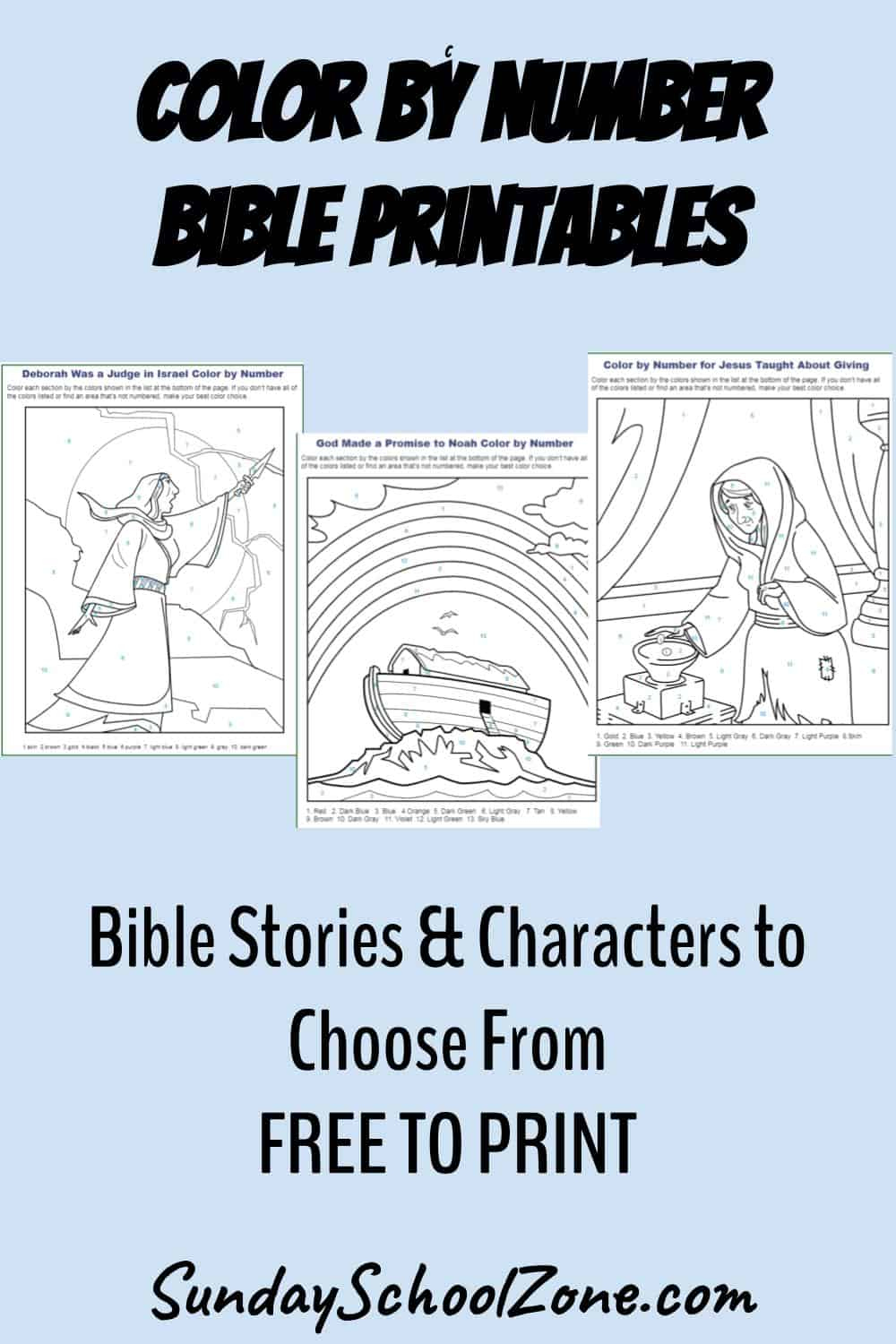 Colornumber Bible Coloring Pages On Sunday School Zone with regard to Free Children&amp;#039;S Bible Printables