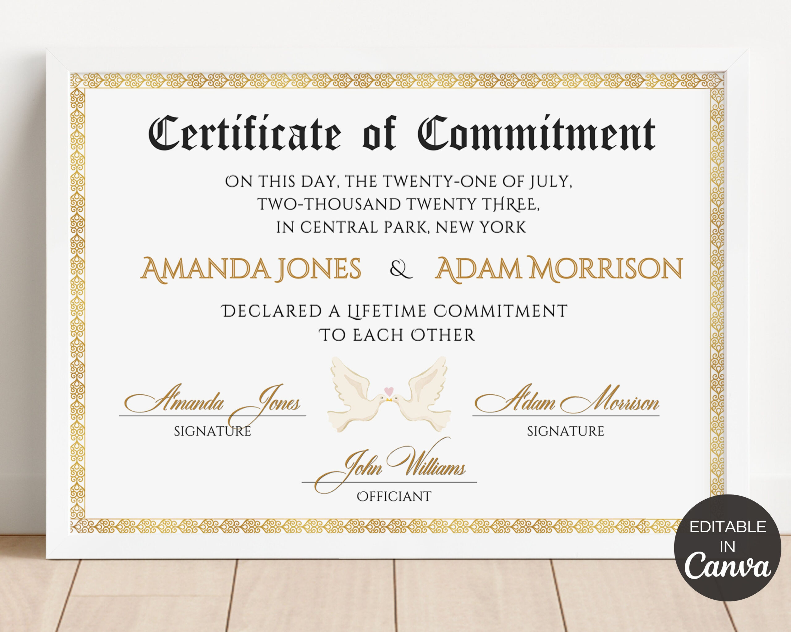 Commitment Certificate Template, Printable Certificate Of regarding Commitment Certificate Free Printable