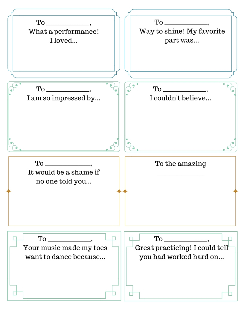 Compliment Exchange - 4Dpianoteaching for Free Printable Compliment Cards