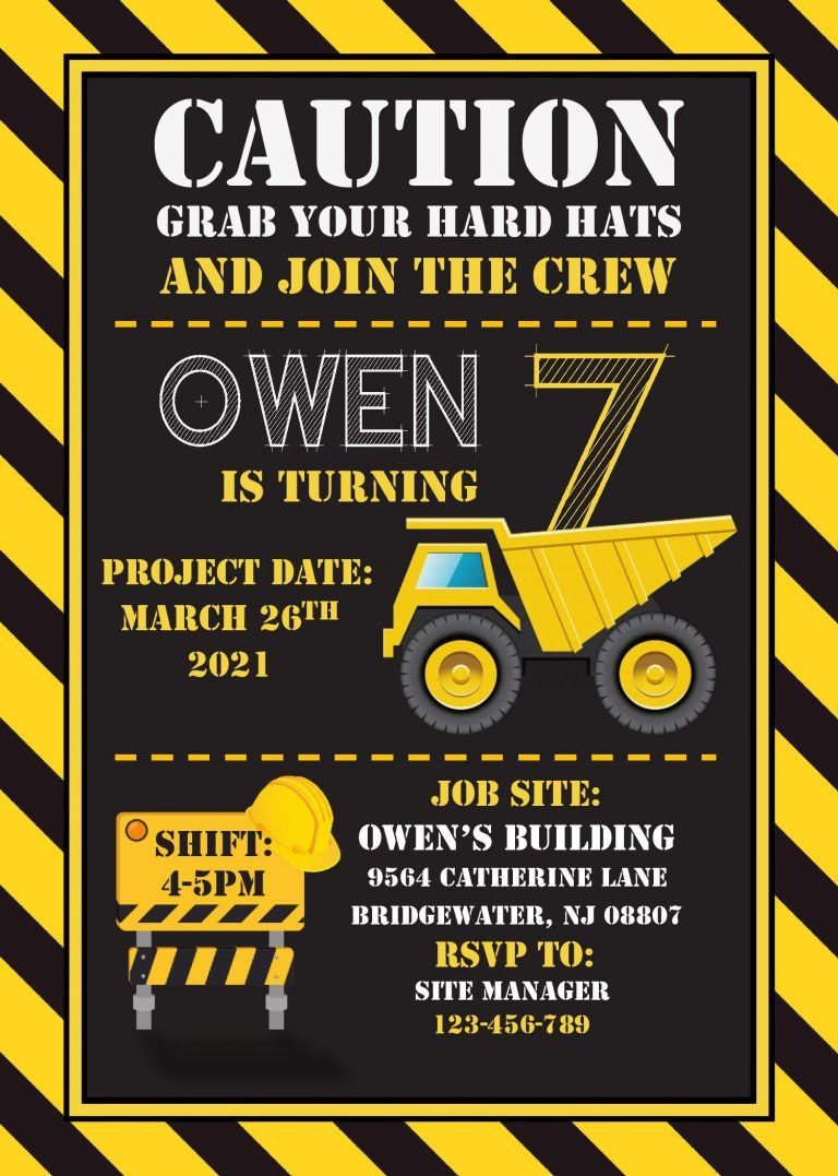 Construction Birthday Invitation Templates – Editable With Ms Word pertaining to Free Printable Construction Invitations