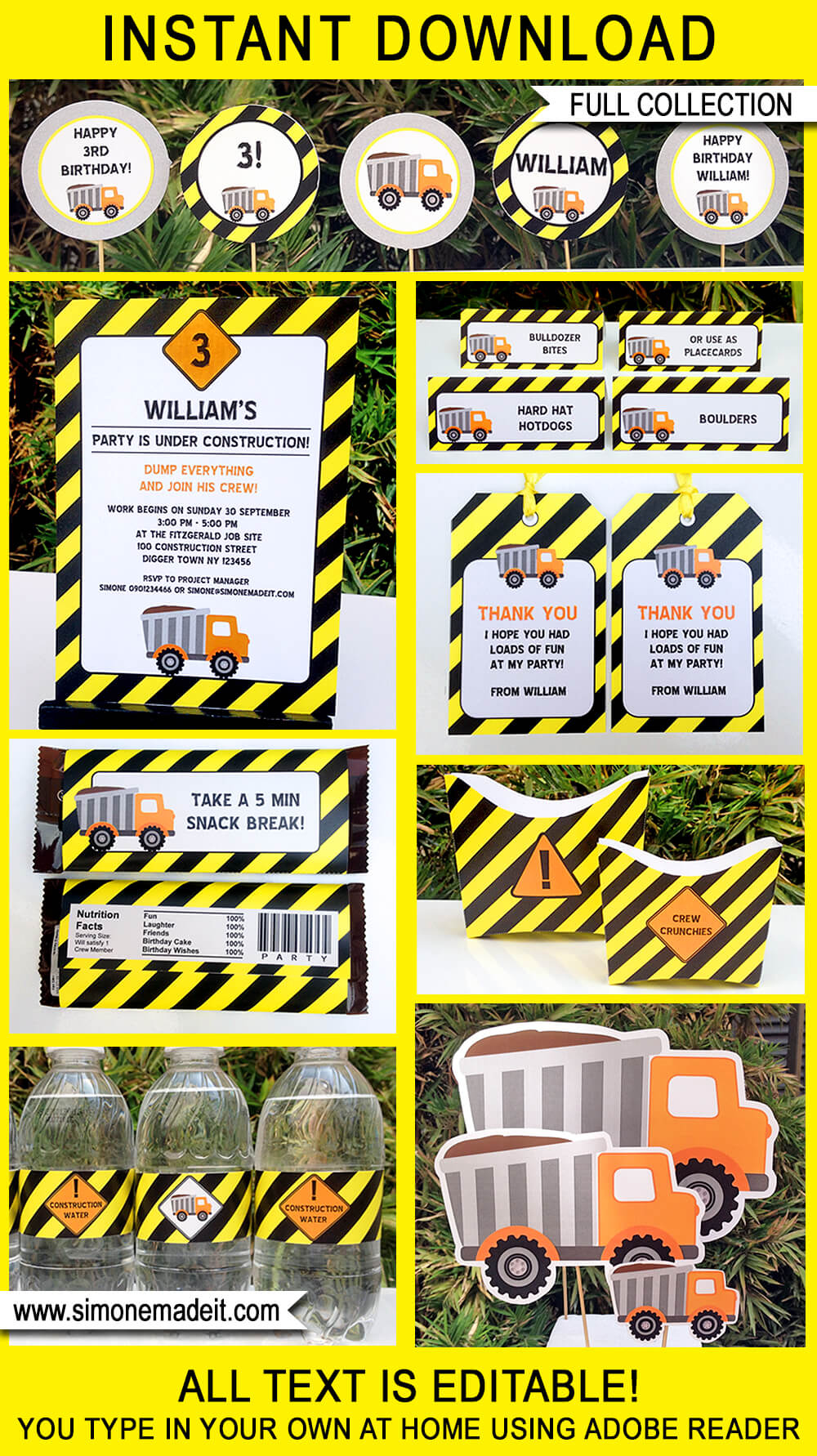 Construction Party Printables, Invitations &amp;amp; Decorations throughout Free Construction Party Printables