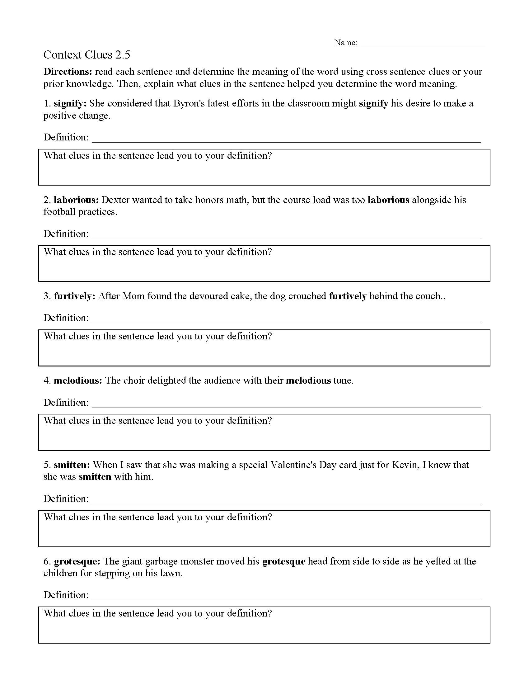 Context Clues Worksheets | Ereading Worksheets inside Free Printable 5th Grade Context Clues Worksheets