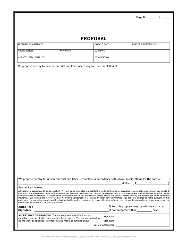 Contractor Proposal Template - Fill Online, Printable, Fillable in Free Printable Contractor Proposal Forms