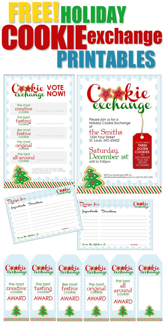 Cookie Exchange Party {Free Printables} | Holiday Cookie Exchange within Free Christmas Cookie Exchange Printable Invitation