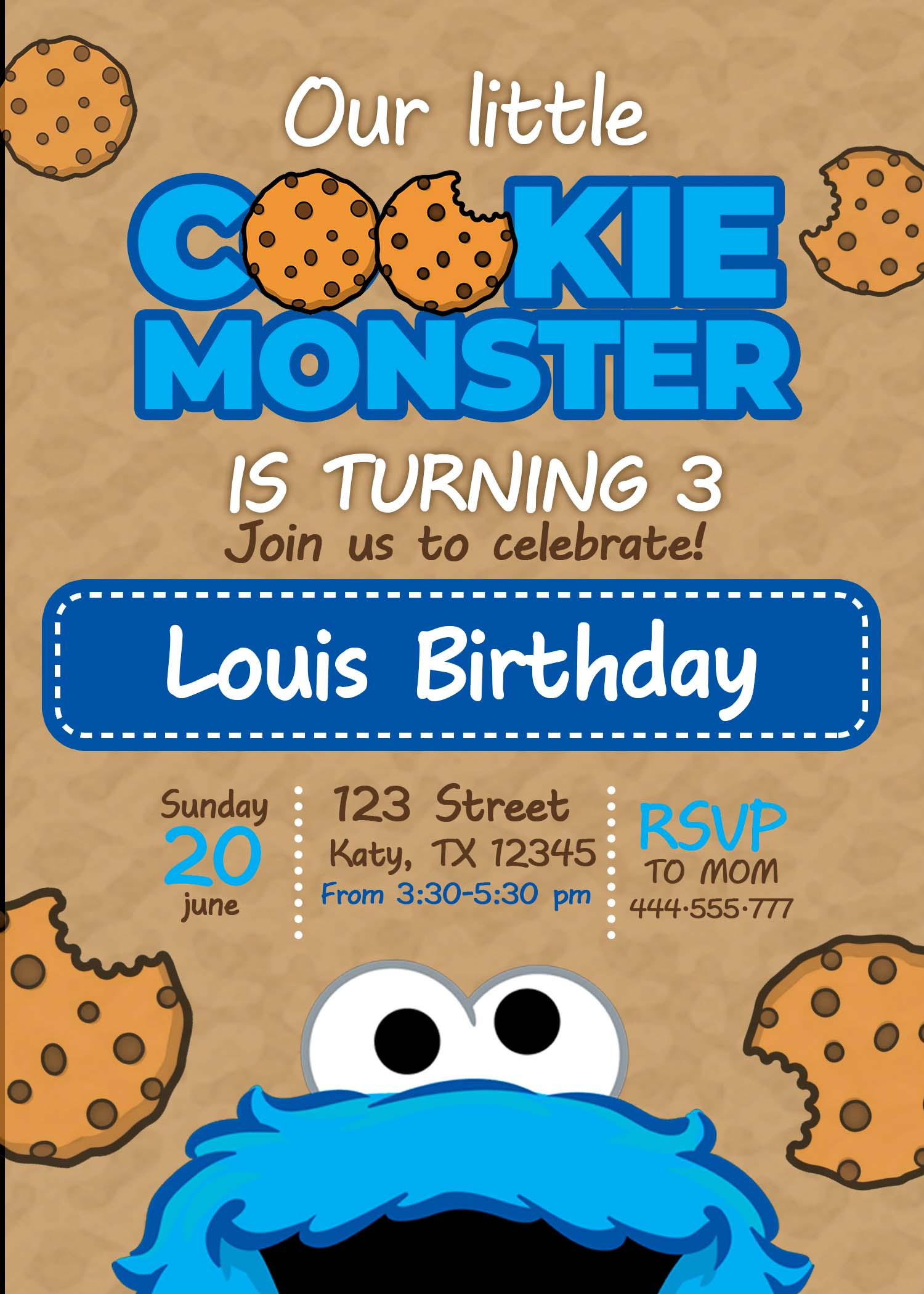 Cookie Monster Birthday Party Invitation | Magical Invite inside Free Printable Cookie Monster Birthday Invitations