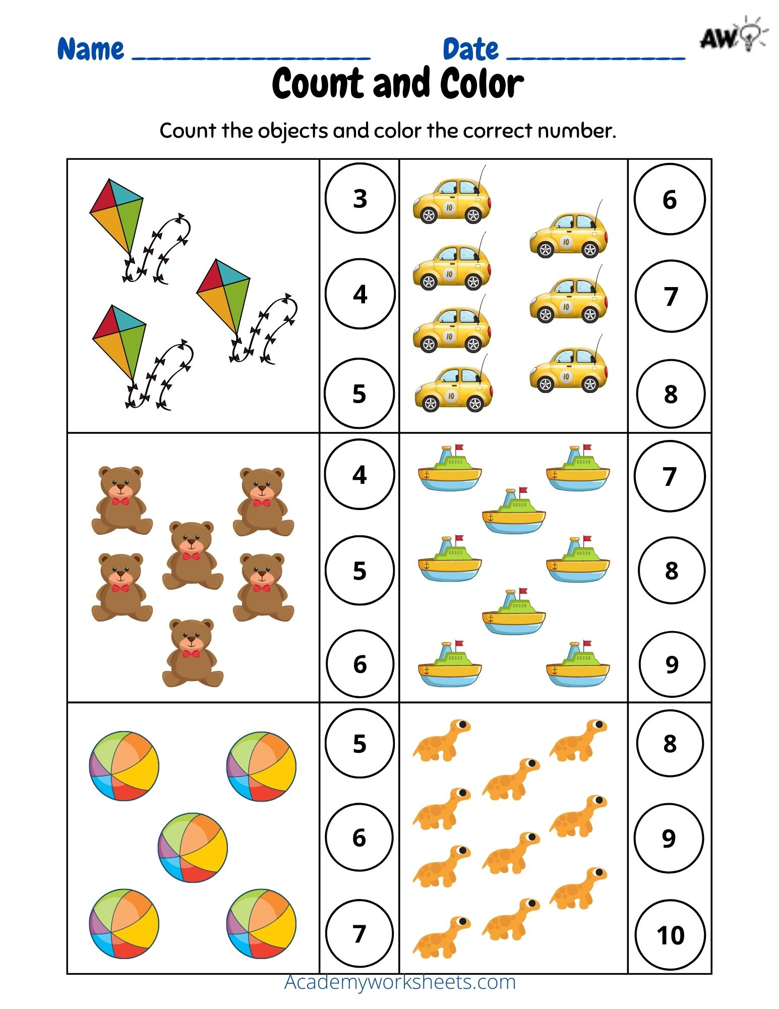 Count And Match Numbers 1-10 Worksheets - Academy Worksheets intended for Free Printable Counting Worksheets 1-10