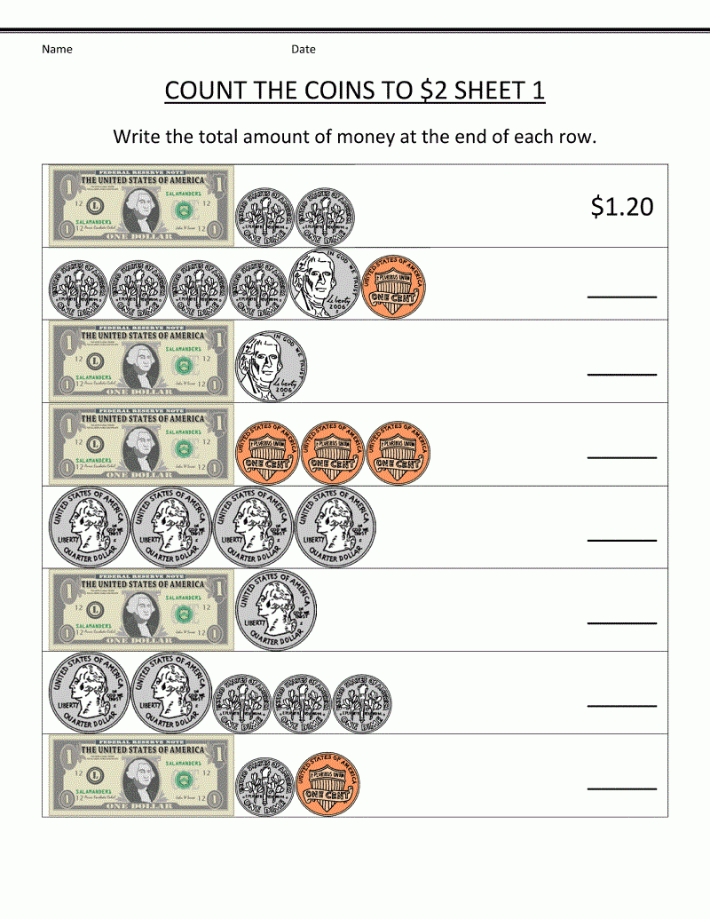 Count The Coins To $2 2Nd Grade Worksheets Printable | Educative throughout Free Printable Counting Money Worksheets For 2Nd Grade