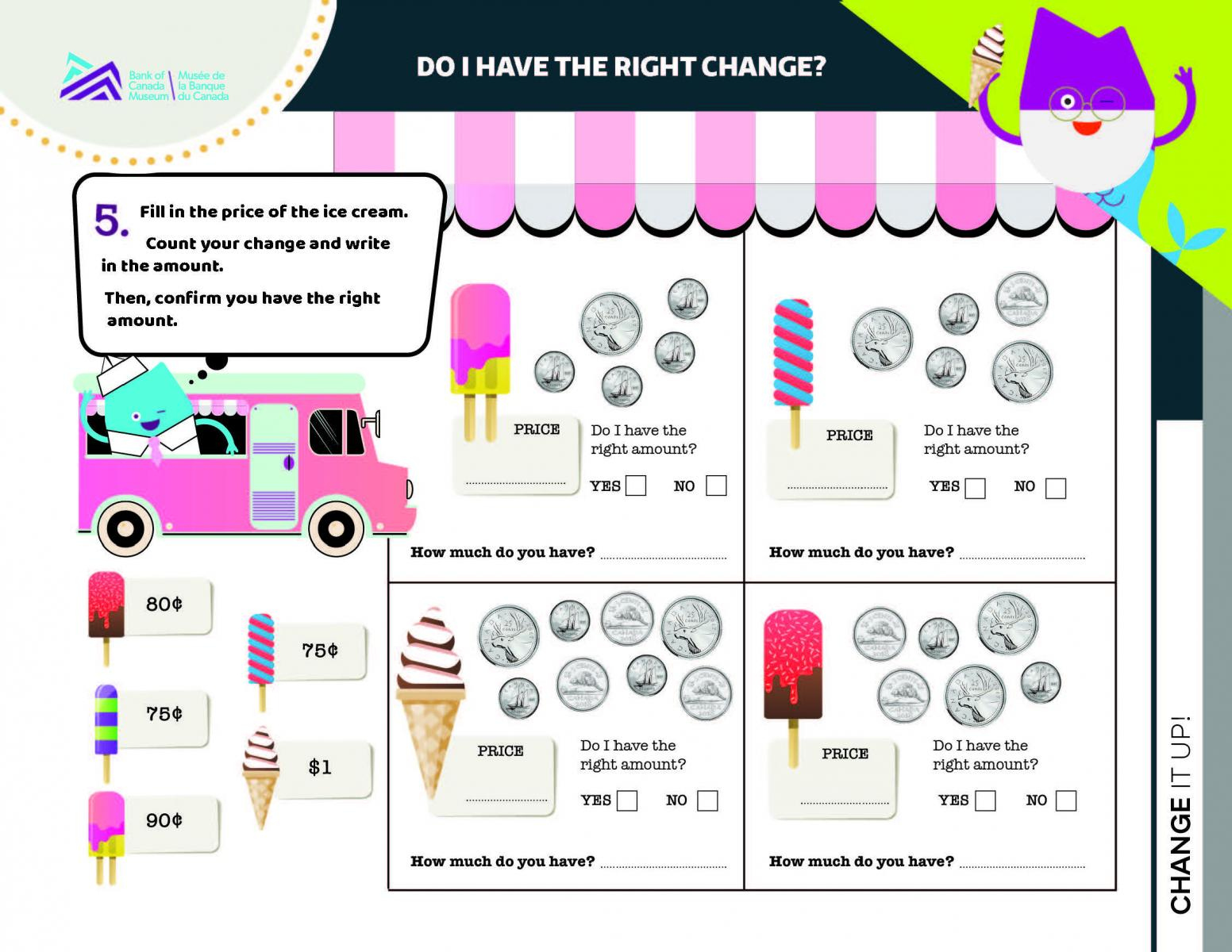 Counting Money And Making Change - Bank Of Canada Museum throughout Free Printable Making Change Worksheets