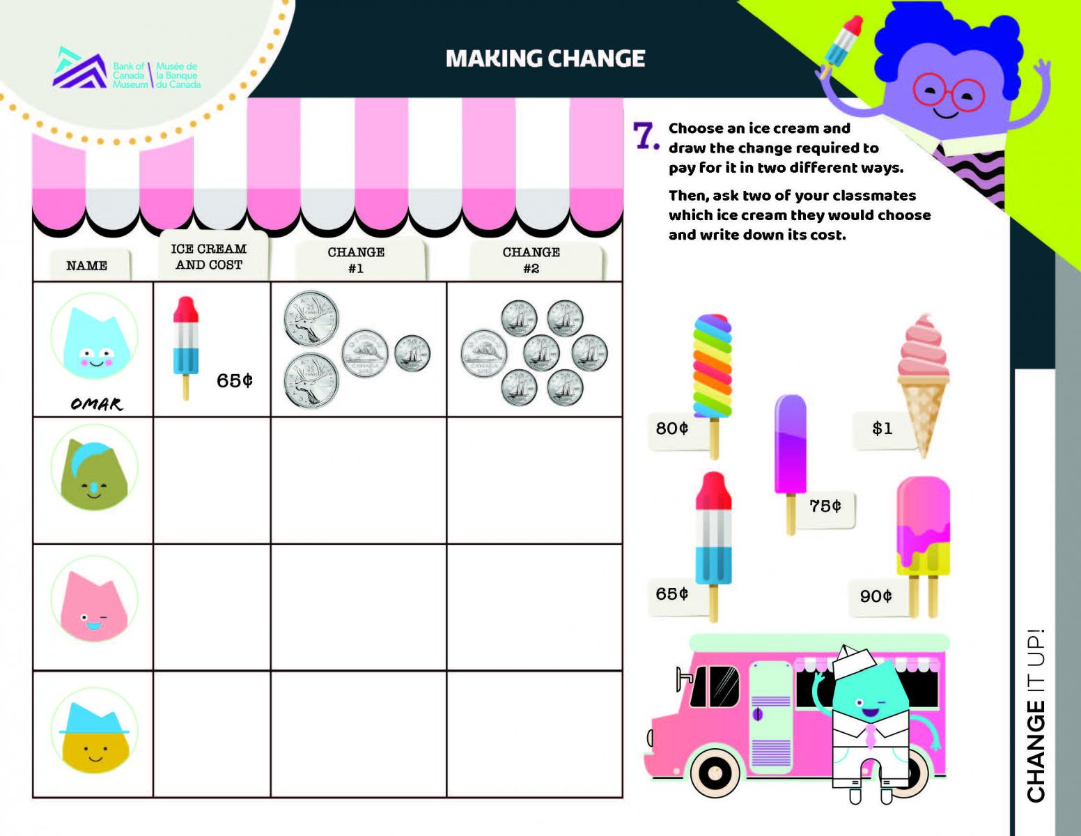Counting Money And Making Change - Bank Of Canada Museum within Free Printable Making Change Worksheets