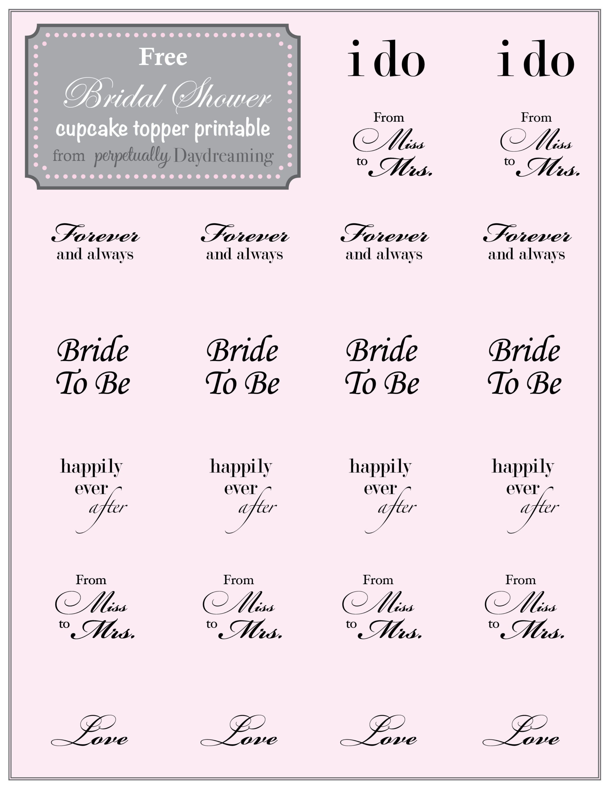 Country Bridal Shower Cupcake Topper {Free} Printable | Bridal throughout Free Printable Cupcake Toppers Bridal Shower