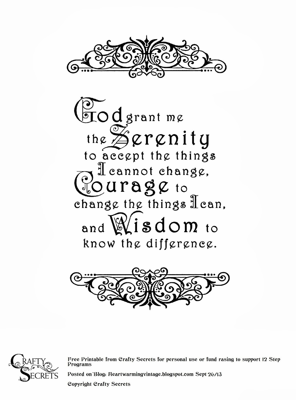 Crafty Secrets Heartwarming Vintage Ideas And Tips: Free Serenity within Free Printable Serenity Prayer