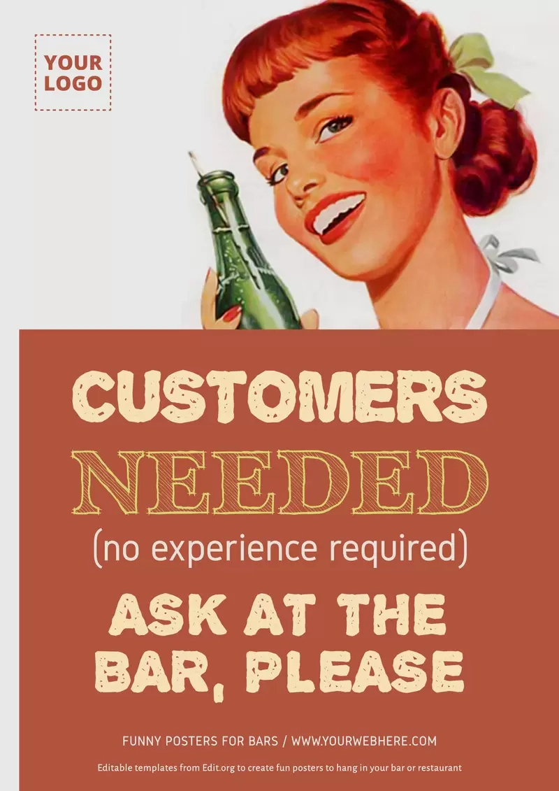 Creative Funny Bar Signs To Customize Online for Free Printable Funny Posters