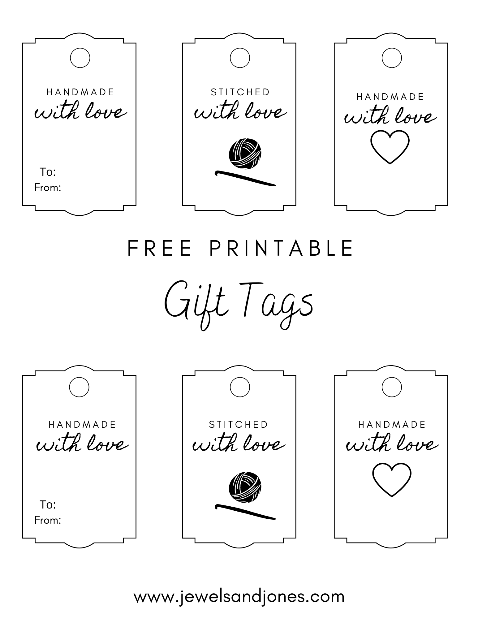 Crochet Gift Tags - Free Printable - Jewels And Jones within Free Printable Toe Tags