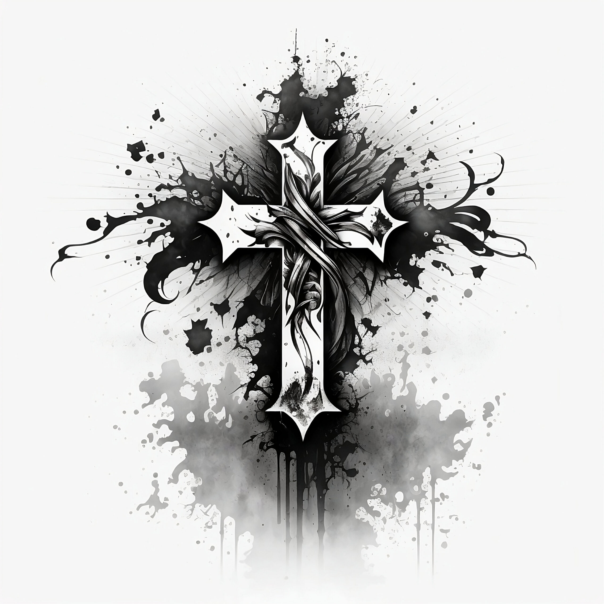 Cross Tattoo Design - White Background - Png File Download High Resolution within Free Printable Cross Tattoo Designs