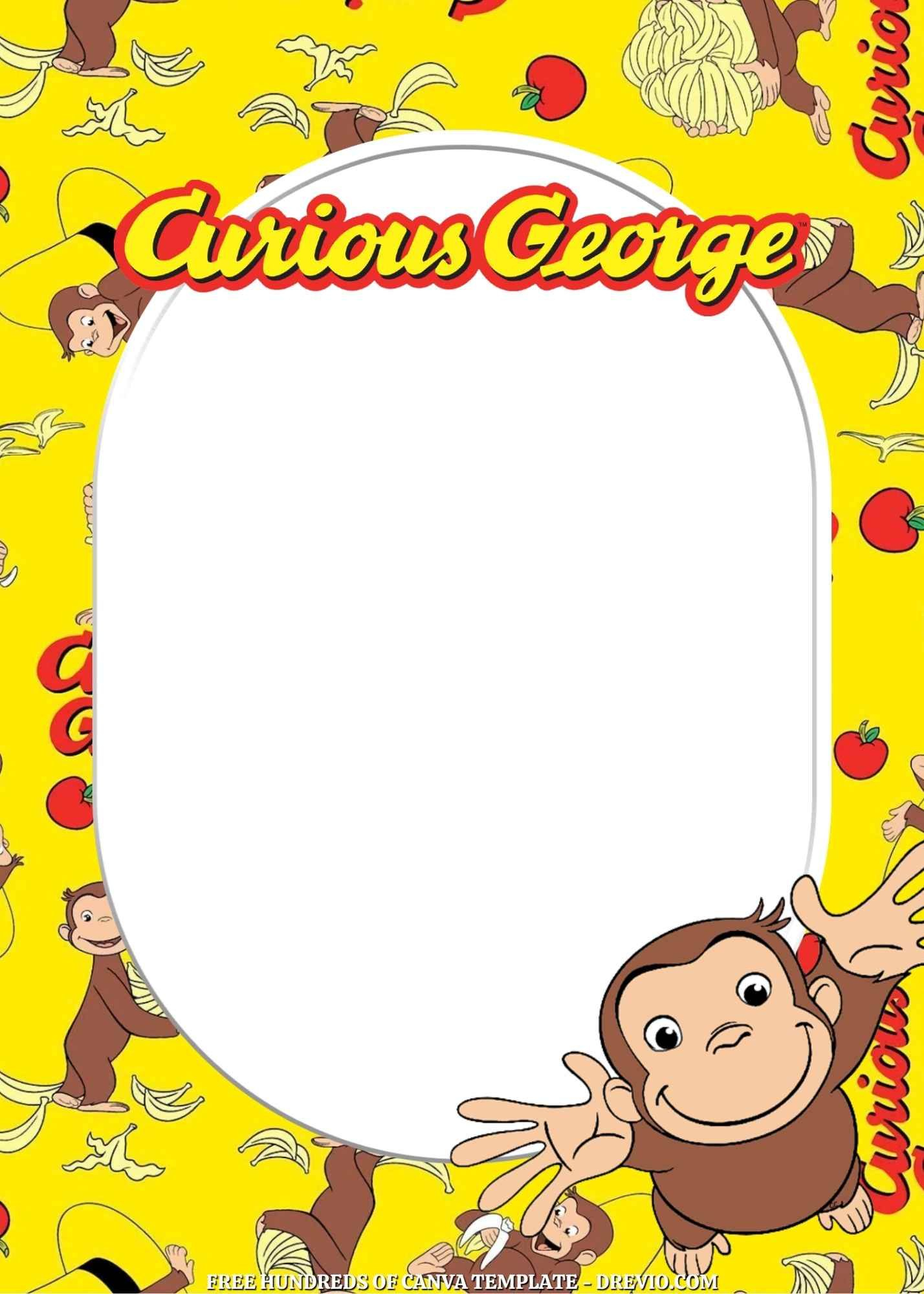 Curious George Canva Birthday Invitation Templates - Get Inspired! with regard to Free Printable Curious George Invitations