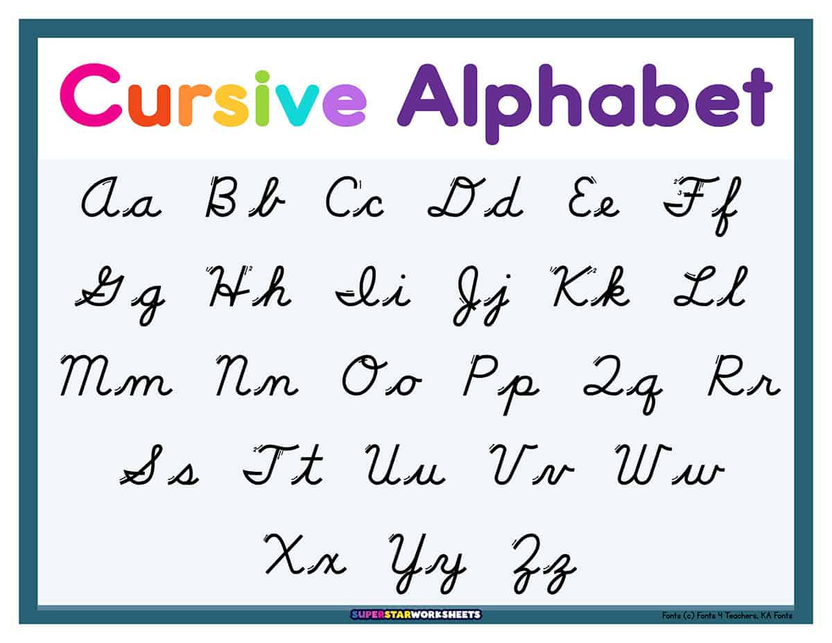 Cursive Alphabet - Superstar Worksheets throughout Free Printable Cursive Alphabet