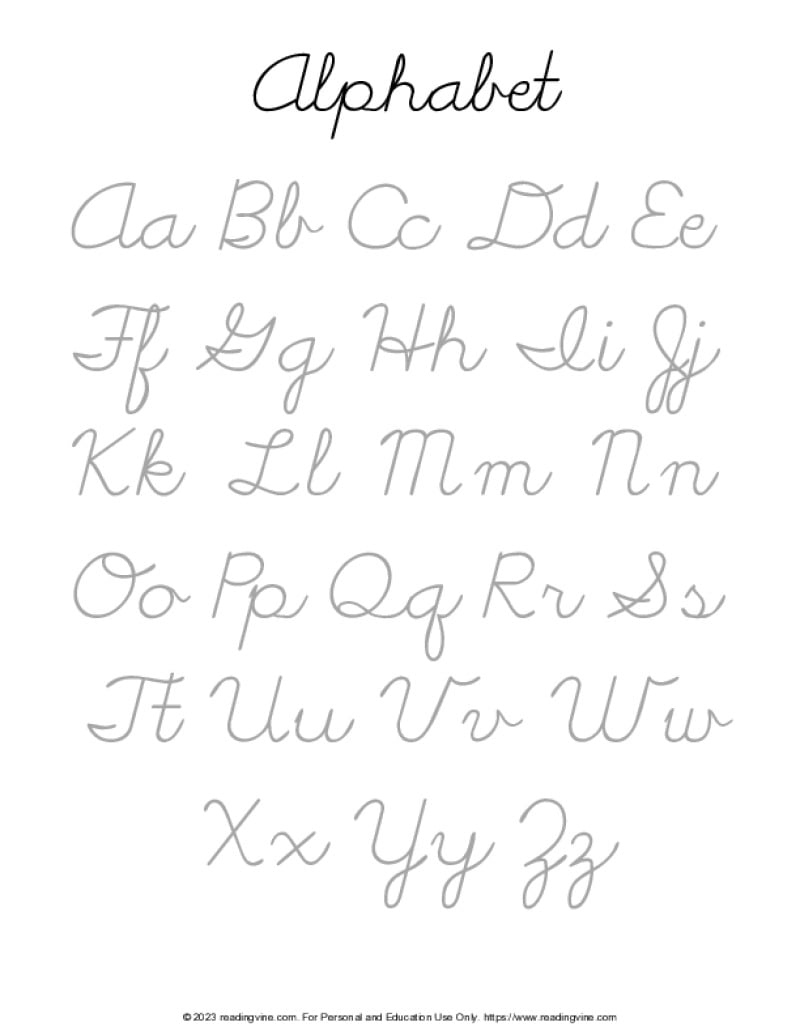 Cursive Writing Practice Sheets (Pdf) - Readingvine with regard to Free Printable Cursive Alphabet