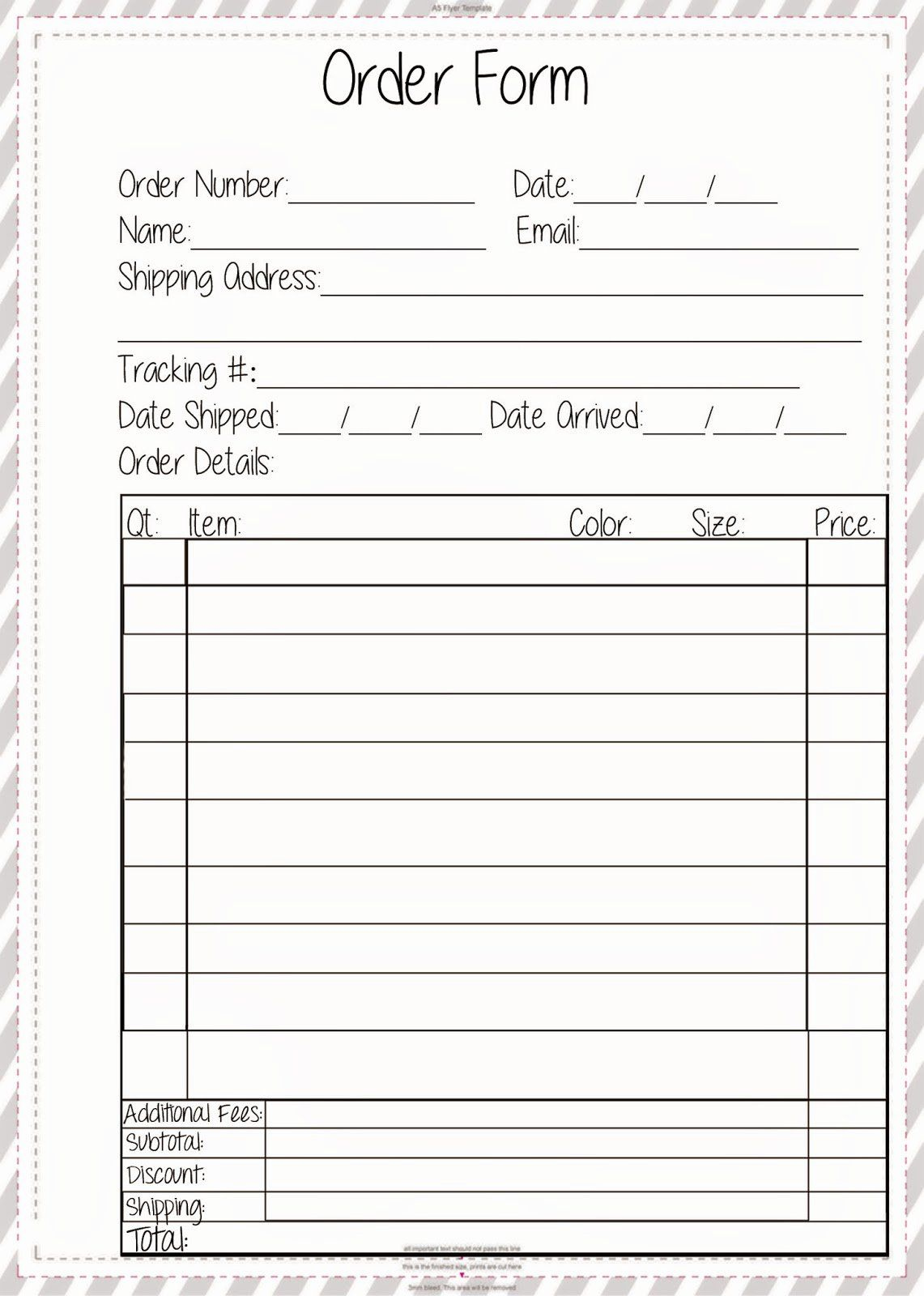 Customer Order Form Template Inspirational Free Order Form Planner in Free Printable Business Forms