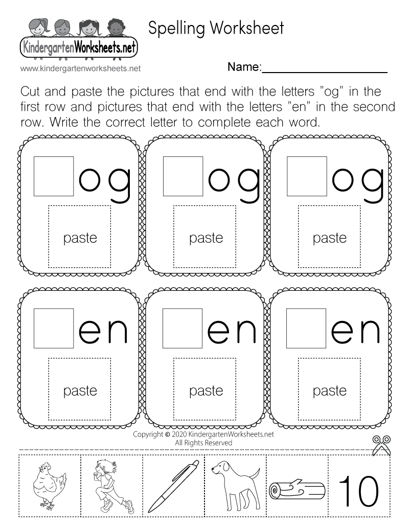 Cut And Paste Spelling Worksheet - Free Printable, Digital, &amp;amp; Pdf pertaining to Free Printable Kindergarten Worksheets Cut And Paste