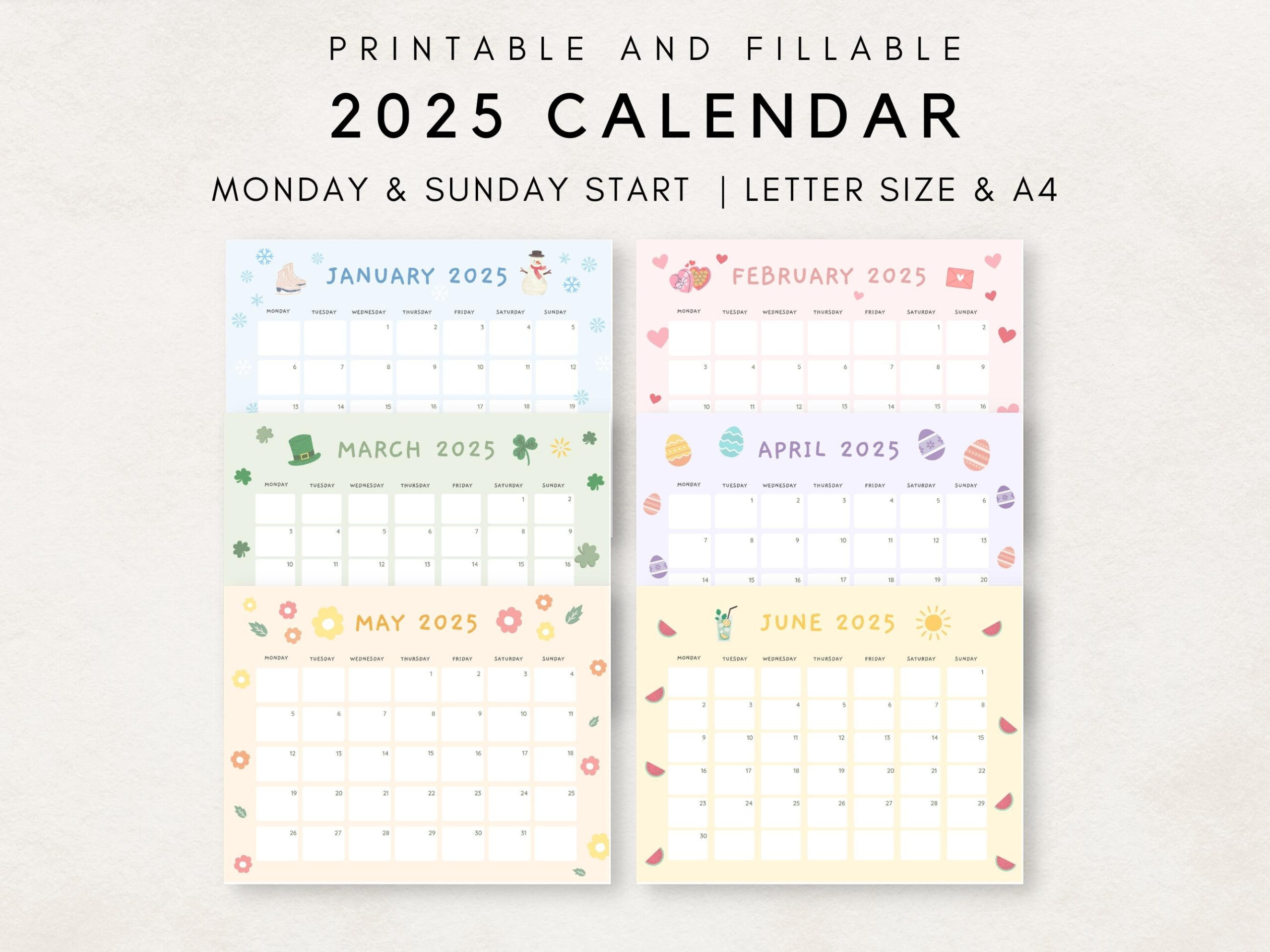 Cute 2025 Calendar Printable, Monthly Calendar 2025, 2025 Planner intended for Free Cute Printable Planner 2025