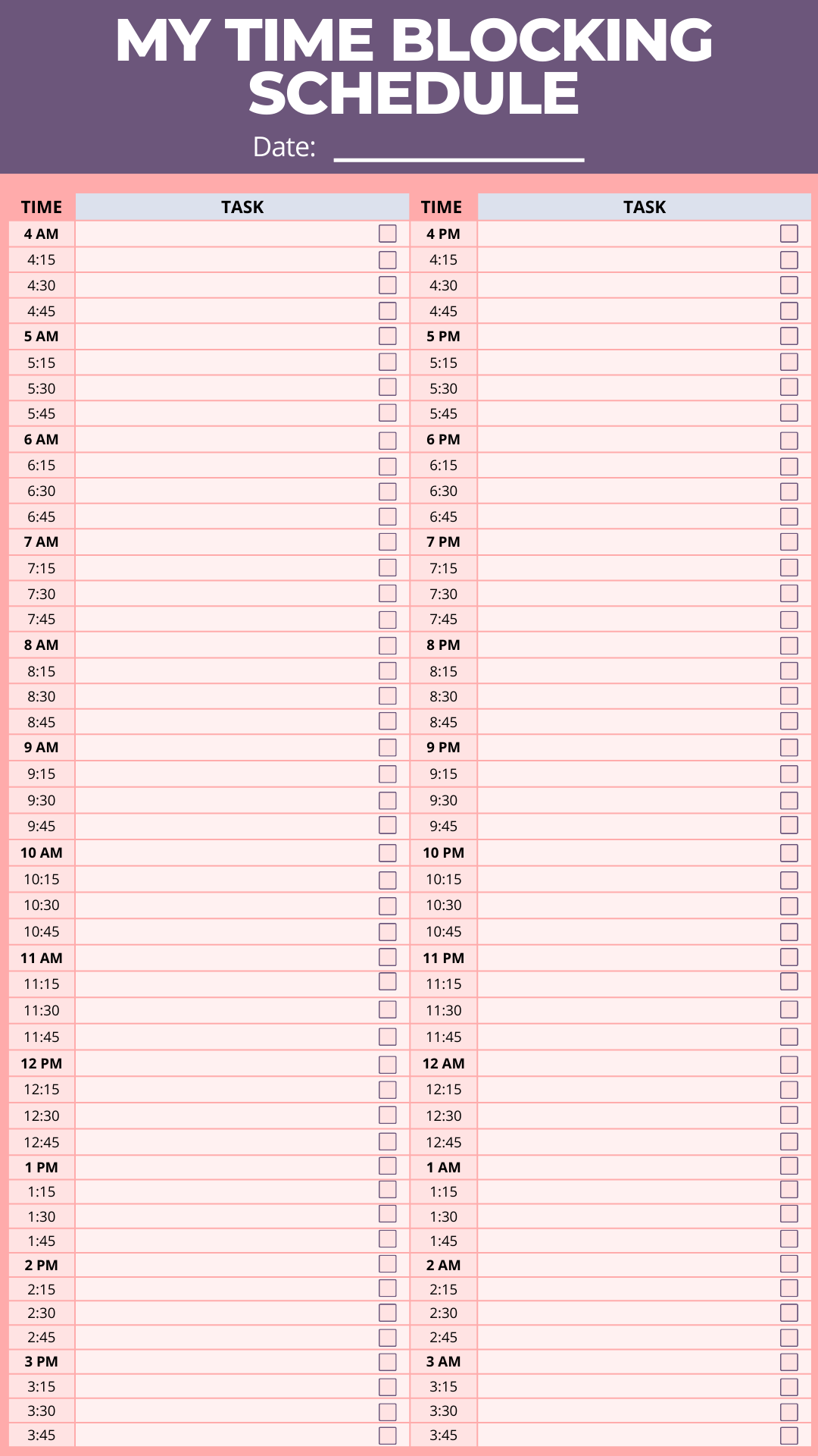 Cute Daily Planner Template (Kawaii) Free Printable Schedule with Free Printable Daily Planner 15 Minute Intervals