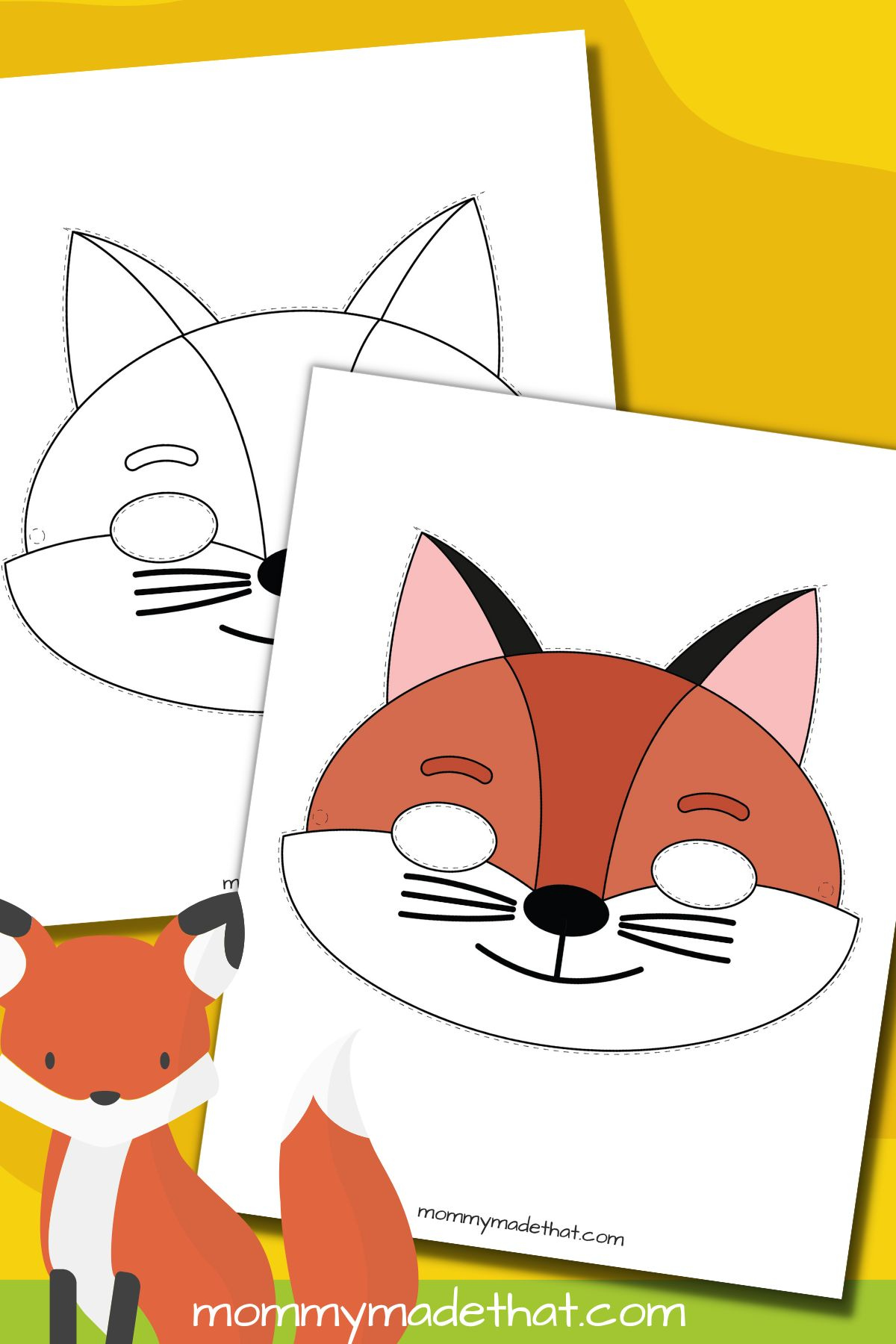 Cute Fox Mask Template (Free Printables) for Free Printable Fox Mask Template