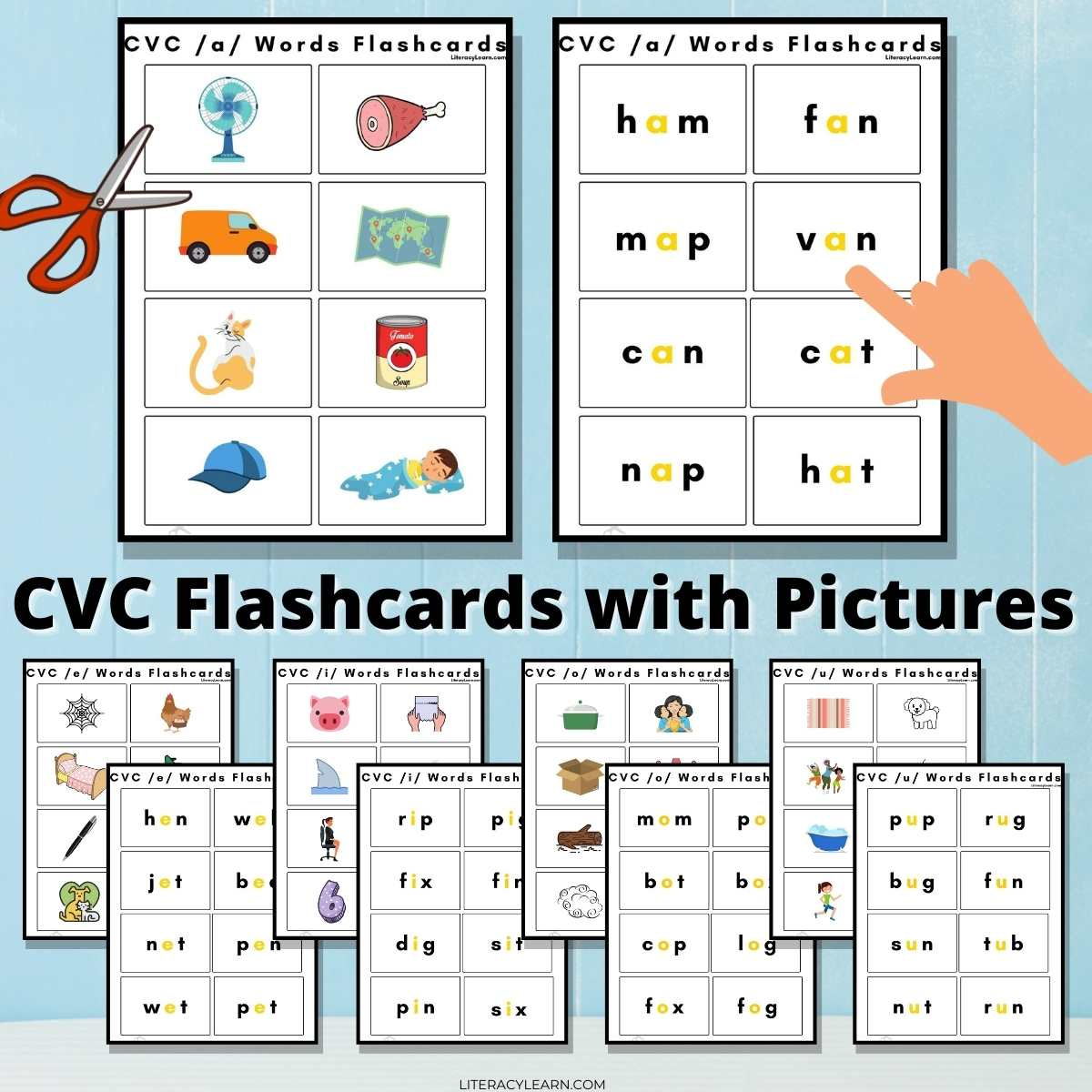 Cvc Word Flashcards With Pictures - Free Printables - Literacy Learn intended for Free Printable Cvc Words With Pictures